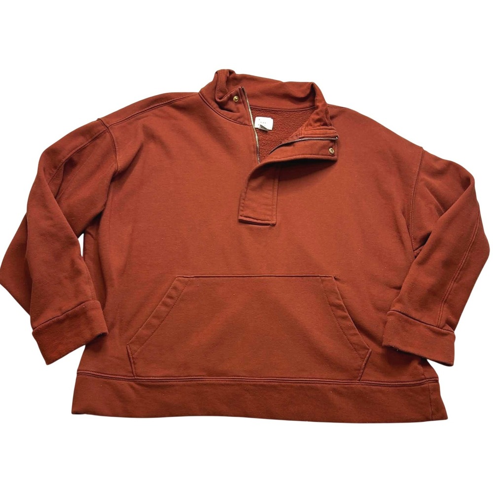 A New Day Womens XL Rust Orange Quarter Zip Fleece Sweatshirt Pullover